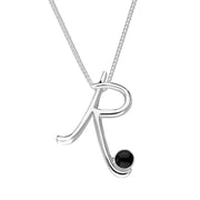 Sterling Silver Whitby Jet Love Letters Initial R Necklace P3465C