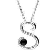 Sterling Silver Whitby Jet Love Letters Initial S Necklace P3466C