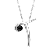 Sterling Silver Whitby Jet Love Letters Initial T Necklace P3467C