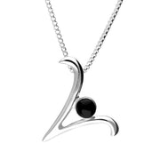 Sterling Silver Whitby Jet Love Letters Initial V Necklace