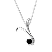 Sterling Silver Whitby Jet Love Letters Initial Y Necklace P3472C