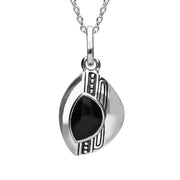 Sterling Silver Whitby Jet Marquise Beaded Line Necklace, P2105.