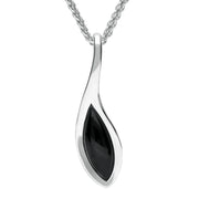 Sterling Silver Whitby Jet Marquise Overlap Necklace P3136