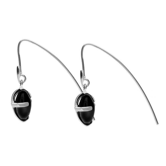 Sterling Silver Whitby Jet Cross Heart Drop Earrings E1288 2