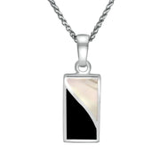 Sterling Silver Whitby Jet Mother of Pearl Two Tone Split Oblong Necklace P918