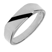 Sterling Silver Whitby Jet One Stone Slither Signet Ring R028