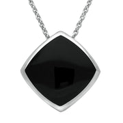 Sterling Silver Whitby Jet Cushion Necklace. P1474.