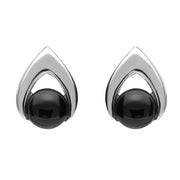 Sterling Silver Whitby Jet Round Open Triangle Stud Earrings E2323