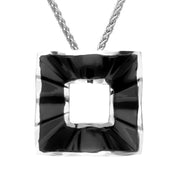 Sterling Silver Whitby Jet Open Wavy Square Necklace. P943
