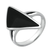 Sterling Silver Whitby Jet Organic Triangle Ring. R389_4