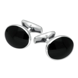 Sterling Silver Whitby Jet Oval Shape Cufflinks, CL415.