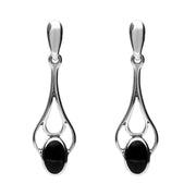 Sterling Silver Whitby Jet Oval Spoon Drop Four Piece Set. S001 