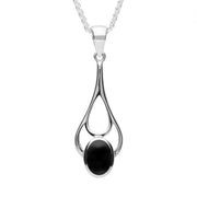 Sterling Silver Whitby Jet Oval Spoon Drop Four Piece Set. S001 