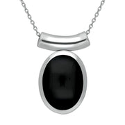 Sterling Silver Whitby Jet Oval Tube Bale Necklace P1203