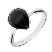 Sterling Silver Whitby Jet Pear Ring R1060