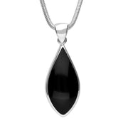Sterling Silver Whitby Jet Pointed Pear Necklace P221