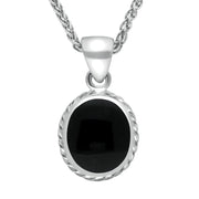 Sterling Silver Whitby Jet Rope Frame Necklace. P003.