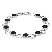 Sterling Silver Whitby Jet Round Four Piece Set. S005