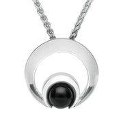 Sterling Silver Whitby Jet Round Open Circle Necklace P3132