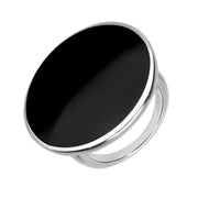 Sterling Silver Whitby Jet Round Ring R652