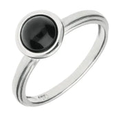 Sterling Silver Whitby Jet Round Stacking Ring, R866.