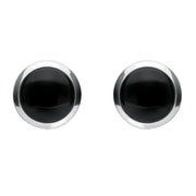 Sterling Silver Whitby Jet Simple Round Stud Earrings. E1824.