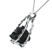 Sterling Silver Whitby Jet Skull And Snake Necklace PUNQ0006191