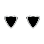 Sterling Silver Whitby Jet Small Curved Triangle Stud Earrings