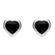 Sterling Silver Whitby Jet Small Framed Heart Stud Earrings E763