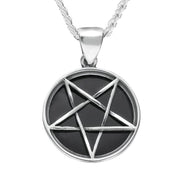 Sterling Silver Whitby Jet Small Inverse Pentagram Necklace, P1863.