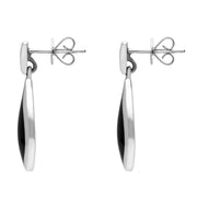 Sterling Silver Whitby Jet Small Pointed Pear Drop Earrings E686