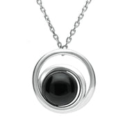 Sterling Silver Whitby Jet Small Swirl Necklace. P2348.