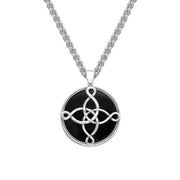 Sterling Silver Whitby Jet Small The Mission Logo Necklace P3419