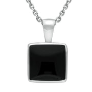 Sterling Silver Whitby Jet Square Necklace. P022. 