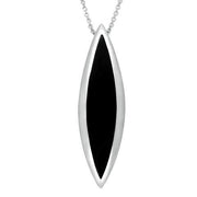 Sterling Silver Whitby Jet Toscana Long Marquise Necklace. P1613.