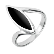 Sterling Silver Whitby Jet Toscana Marquise Twist Ring. R512.