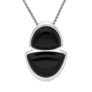 Sterling Silver Whitby Jet Two Stone Eclipse Necklace. P904