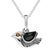 Sterling Silver Whitby Jet Small Bird Necklace, P3331