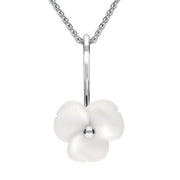 Sterling Silver White Agate Clover Tuberose Necklace, P2851