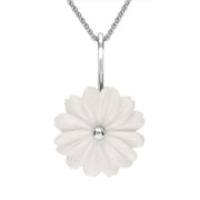 Sterling Silver White Agate Daisy Tuberose Necklace, P2855