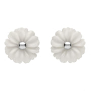 Sterling Silver White Agate Tuberose Daisy Stud Earrings E2161