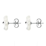 Sterling Silver White Agate Tuberose Daisy Stud Earrings E2161