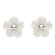 Sterling Silver White Agate Desert Rose Tuberose Stud Earrings, E2154