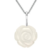 Sterling Silver White Agate Large Rose Tuberose Necklace, P2849