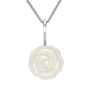 Sterling Silver White Agate Small Rose Tuberose Necklace, P2850