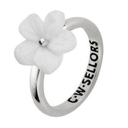 Sterling Silver White Agate Tuberose Pansy Ring, R994.