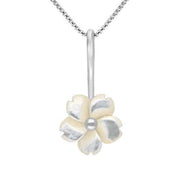 Sterling Silver White Mother of Pearl Tuberose Gypsophila Necklace, P2857.
