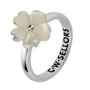 Sterling Silver White Mother of Pearl Tuberose Gypsophila Ring, R998.