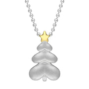 Sterling Silver Yellow Gold Christmas Tree Star Necklace P3425C