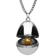 Sterling Silver Yellow Gold Large Easter Egg and Chick Necklace, P2929C. 